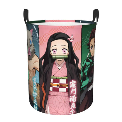 Tanjiro Kamado Demon Slayer Nezuko Kamado Laundry Basket Zenitsu Agatsuma Clothes Hamper for Household Clothes Storage Bag