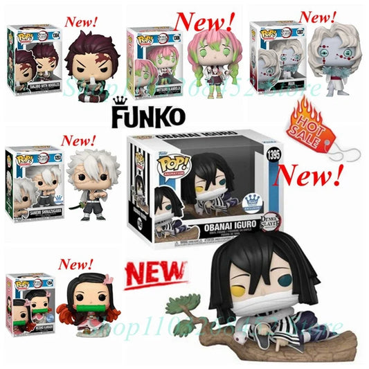 2026 Funko POP Demon Slayer Tanjiro 1304 Kanroji 1306 Rui 1307 Sanemi 1253 Nezuko 1254 Obanai 1395 Action Figures Model Toy Gift