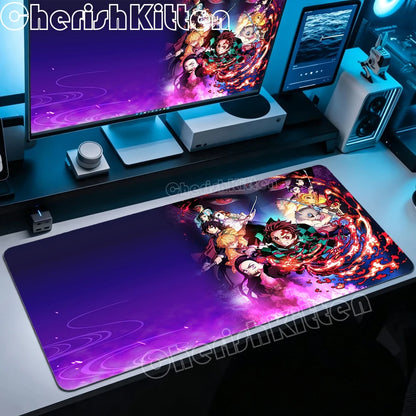 XXL Mouse Pad Large Demon Slayer Mousepad Office Computer Keyboard Gaming Table Mats for Laptop PC Anti-Slip Rubber Desk Mat