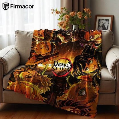 1PC D-Demon Slayer Lightweight Microfiber Soft Christmas Fleece Blanket Warm Cozy Throw for Bed Sofa Office Travel All Season