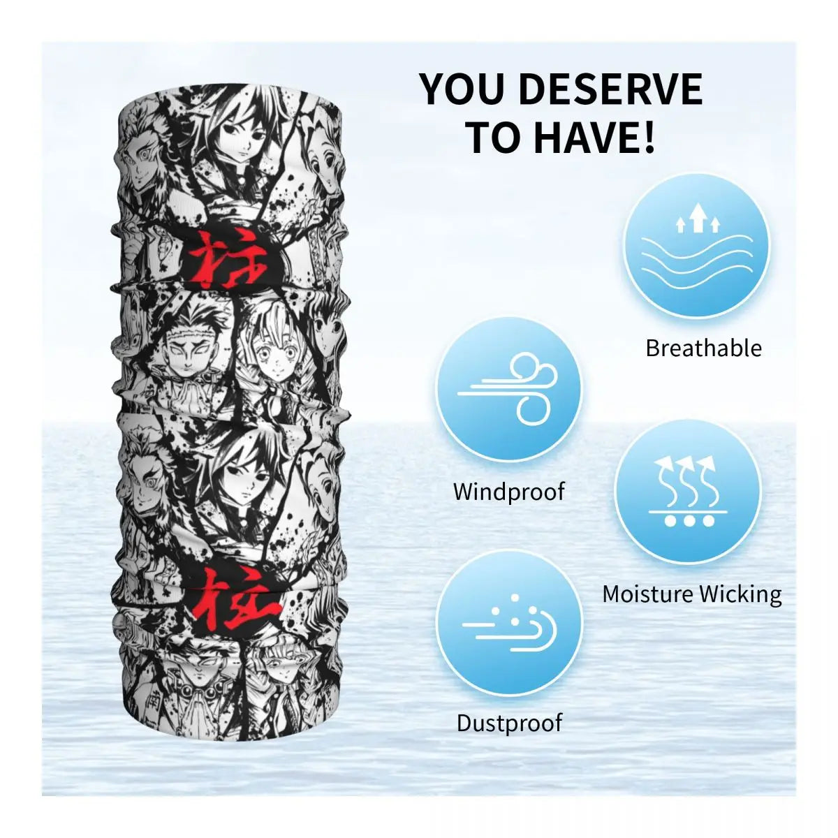 Custom Manga Demon Slayer Bandana Neck Gaiter for Hiking Camping Men Women Wrap Scarf Kimetsu No Yaiba Balaclava Warmer