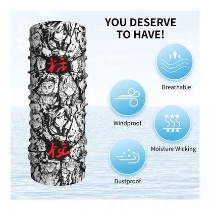 Custom Manga Demon Slayer Bandana Neck Gaiter for Hiking Camping Men Women Wrap Scarf Kimetsu No Yaiba Balaclava Warmer