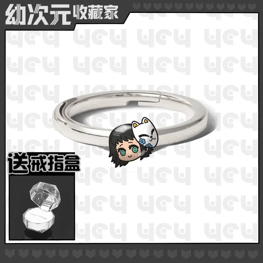 Demon Slayer Douma Tokitou Muichirou Tomioka Giyuu 2D Ring Fashion Personalized Cosplay Accessories Anime Original Niche Gift