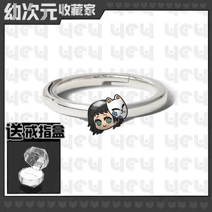Demon Slayer Douma Tokitou Muichirou Tomioka Giyuu 2D Ring Fashion Personalized Cosplay Accessories Anime Original Niche Gift