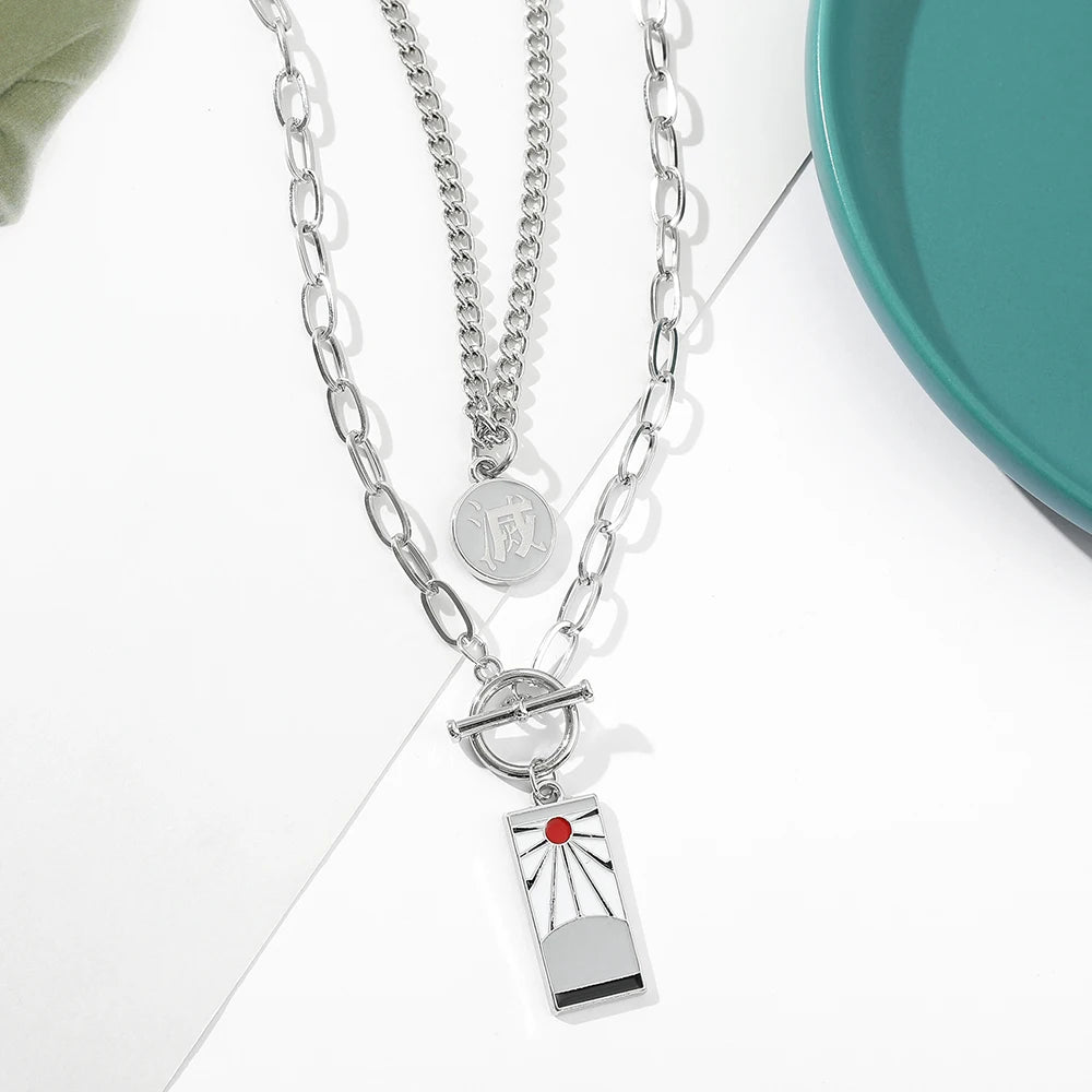 Anime Demon Slayer Tanjiro Necklace Classic Cartoon Character Fashion Jewelry Cosplay Accessories Daily Wear Collectible Gift