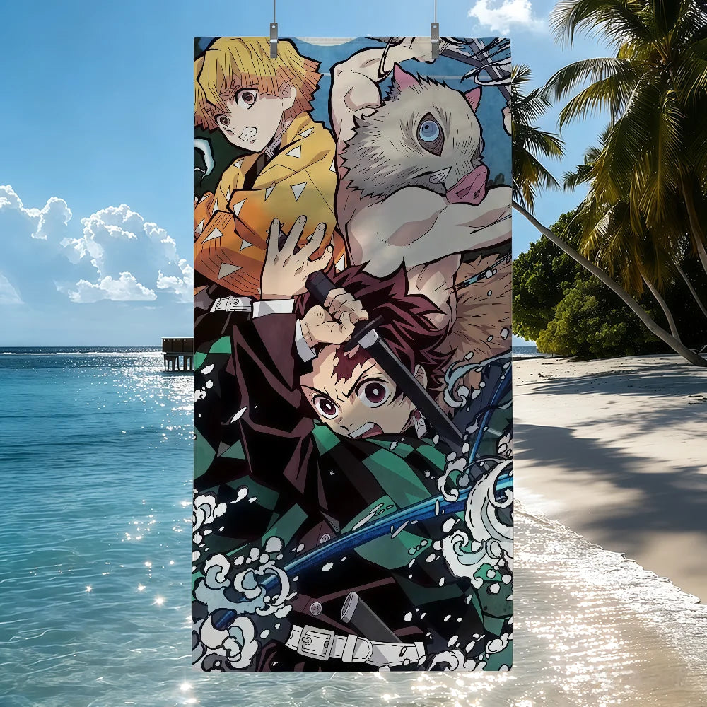 Anime D-Demon S-Slayer  Towel Drying Bath Towel Applicable To Light Swimming Camping Yoga Beach Out