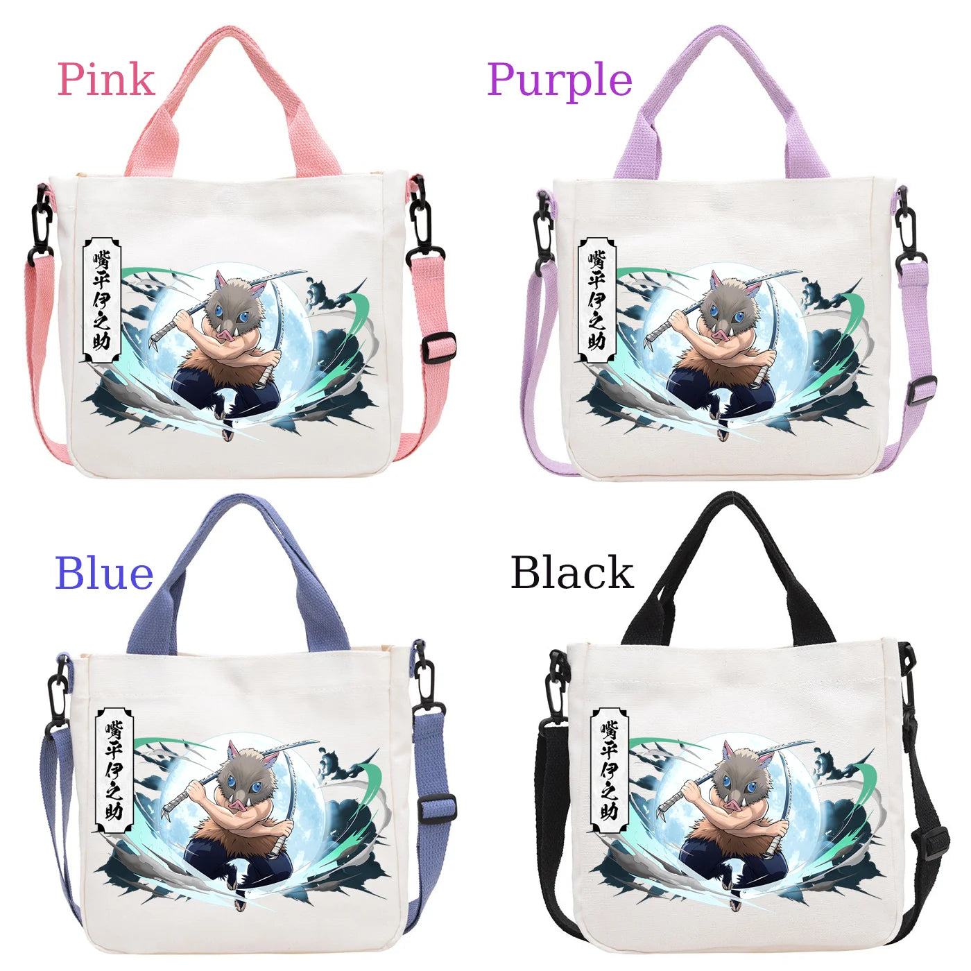 Demon Slayer Kamado Nezuko Tanjirou Anime Cartoon Crossbody Bag Commuting Shoulder Bag Canvas Tote Bags Handbag Birthday Gift