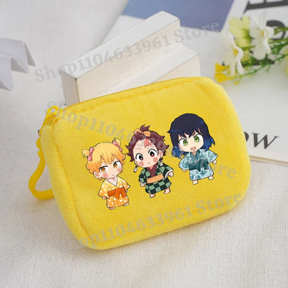 Demon Slayer Coin Purse Kimetsu No Yaiba Boy Girl Anime Cartoon Small Wallet Portable Mini Storage Bags Pendant Plush Coin Purse