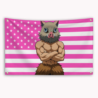 Anime Demon Slayer American Flag Rengoku Kyoujurou Kochou Shinobu Banner Advertising Home Decor Items Tapestry Garage Flags Hang