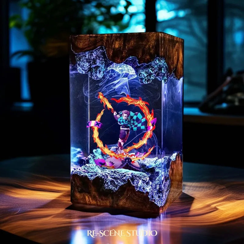 Demon Slayer peripheral model night light resin ornaments Tanjiro resin lamp model handicrafts home decoration
