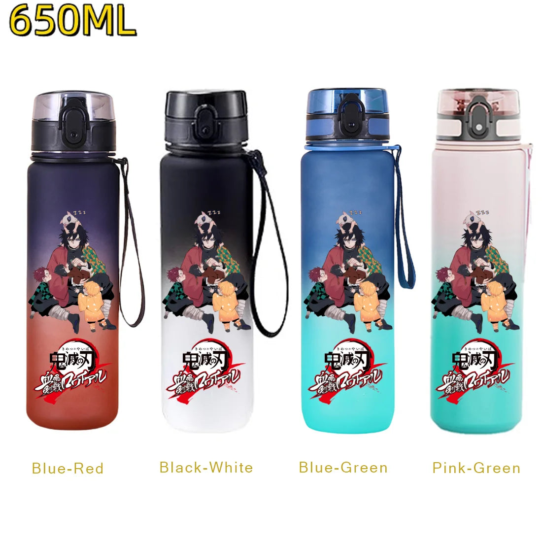 650ML Demon Slayer Kamado Tanjirou Rengoku Kyoujurou Portable Sports Water Bottle Leak Proof Outdoor Travel Sports Fitness Jugs