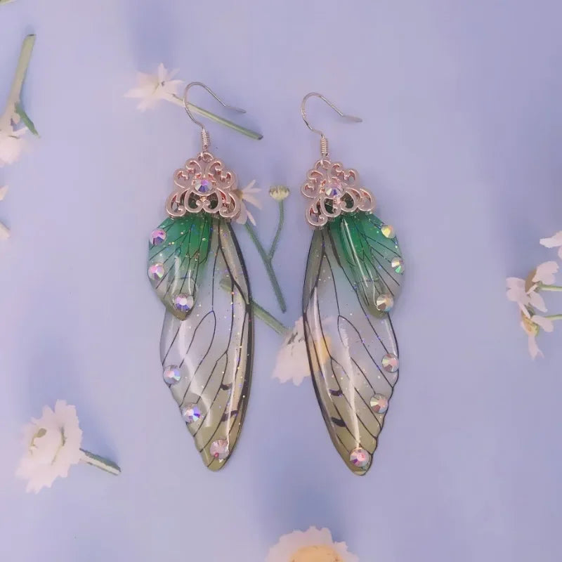 Demon Slayer Anime Butterfly Wing Earrings Kimetsu No Yaiba Kochou Shinobu Cosplay Earring Ear Jewelry Accessories Gifts
