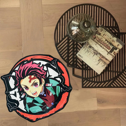 Anime Demon Slayer Tanjirou Area Rugs Bedroom Home House Deco Door Floor Anti-slip Mats Kids Birthday Gift Hanging Rugs