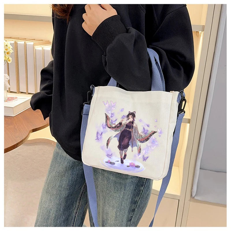 Demon Slayer Kamado Nezuko Tanjirou Anime Cartoon Crossbody Bag Commuting Shoulder Bag Canvas Tote Bags Handbag Birthday Gift