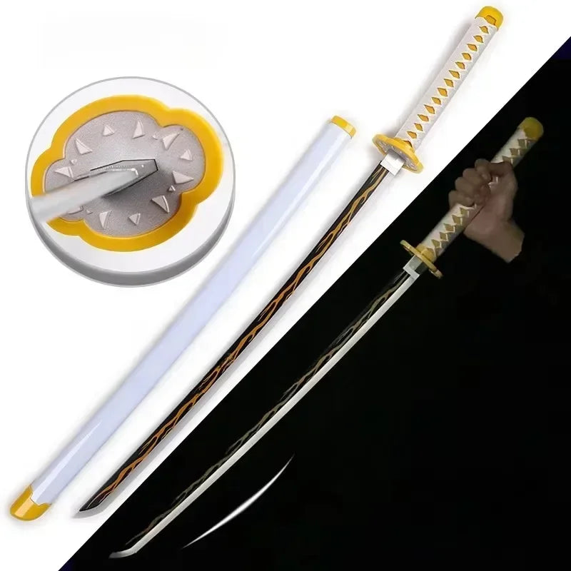 31/40inch Glow Demon Slayer Katana Luminous Sword LED Light Kyoujurou Anime Cosplay Prop Real Japanese Katana Samurai Lightsabre