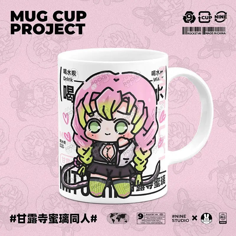 Demon Slayer Kamado Tanjirou Shinazugawa Sanemi creative cartoon ceramic mug home office afternoon tea coffee cup birthday Gifts