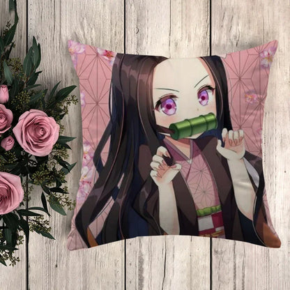 Pillow Demon Slayer Cushion Cover 45*45 Pillowcase Decorative Pillows for Sofa Pilow Cases Pillowcases 50x50 Car Decoration Body
