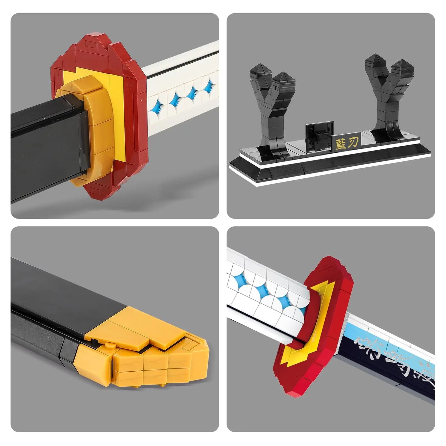 Demon Slayer Giyu Tomioka Nichirin Sword Building Blocks Water Hashira Katana Model with Stand DIY Collectible Gift for Fans