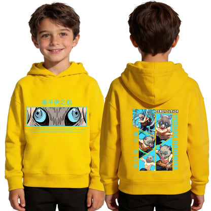 Demon Slayer Kimetsu no Yaiba Kids Hoodie Inosuke Hashibira Anime Print Boys Casual Sports Pullover Sweatshirt