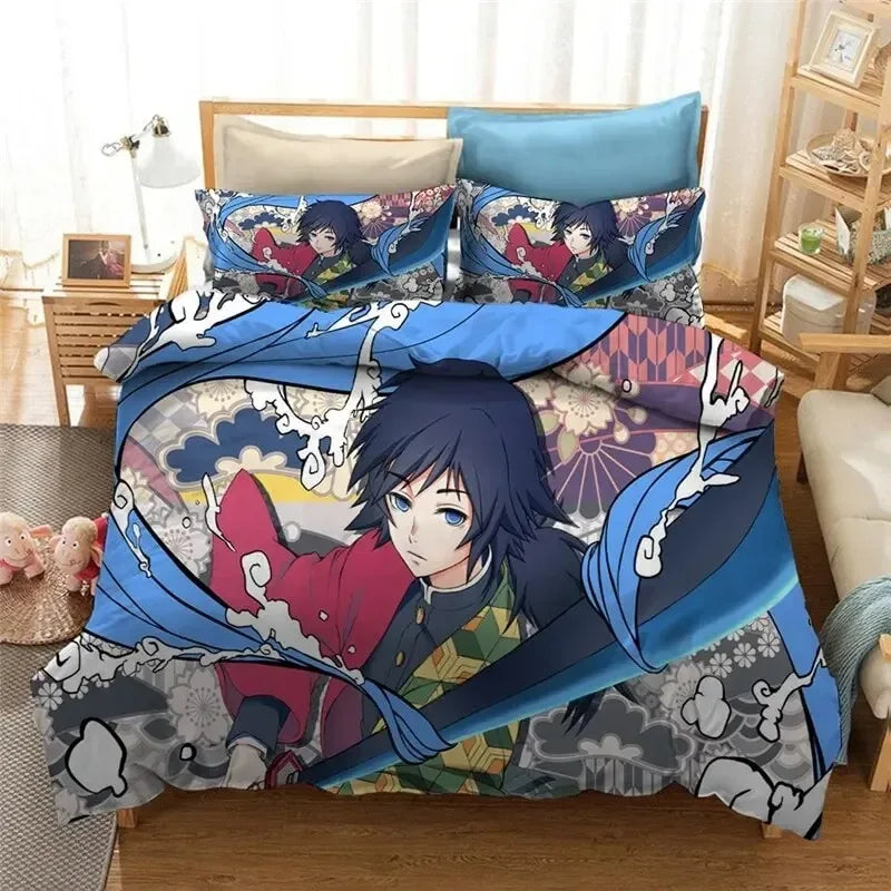 3D Demon Slayer Bedding Set All Season Duvet Cover Set Bedspread Pillowcase King Queen Full Single Size Bed Linen Boys Teen Gift