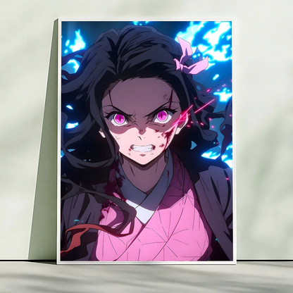 Demon Slayer Nezuko Kamado Cartoon Poster HD Art Sticky Wall Waterproof Home Living Room Bedroom Bar Aesthetic Decoration