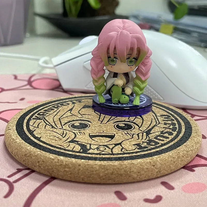 Demon Slayer Cork Coaster,Tanjiro Nezuko Anime Drink Cup Mat, Non-slip Heat Resistant Wooden Pad, Creative Table Decor Gift, 1pc
