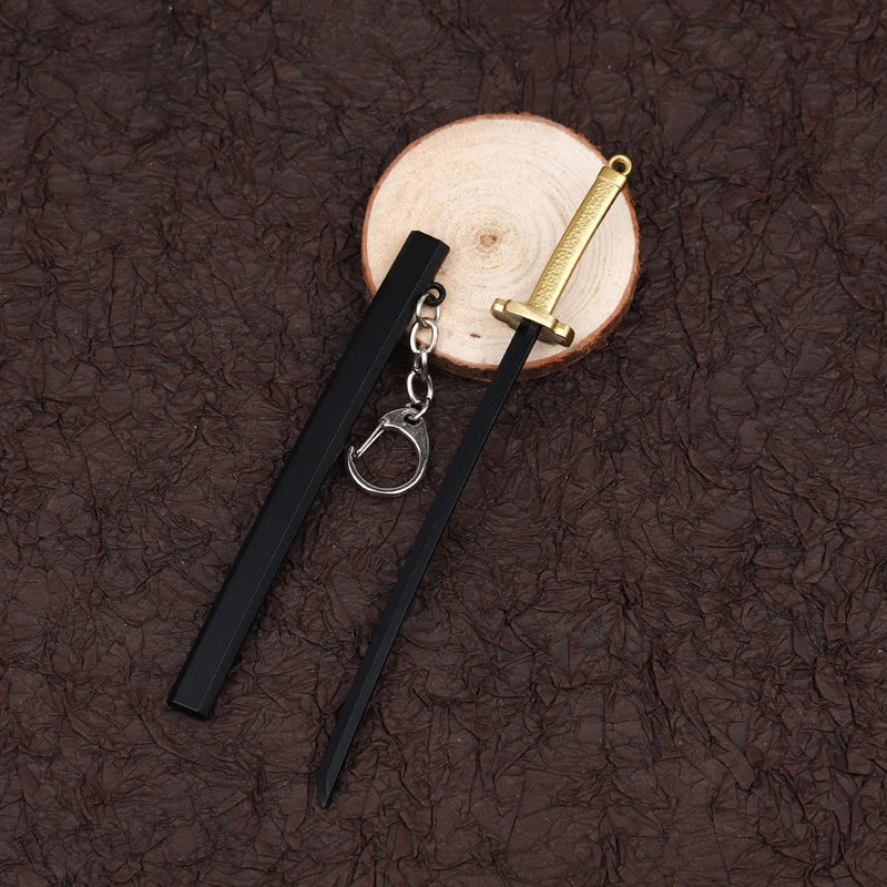 17cm Demon Slayer Keychain Nichirin Blade Model Anime Backpack Pendant Key Ring Tanjirou Zenitsu Creative Collectible Toy Gift
