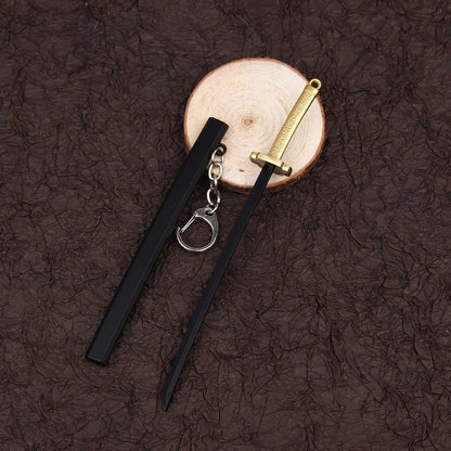 17cm Demon Slayer Keychain Nichirin Blade Model Anime Backpack Pendant Key Ring Tanjirou Zenitsu Creative Collectible Toy Gift