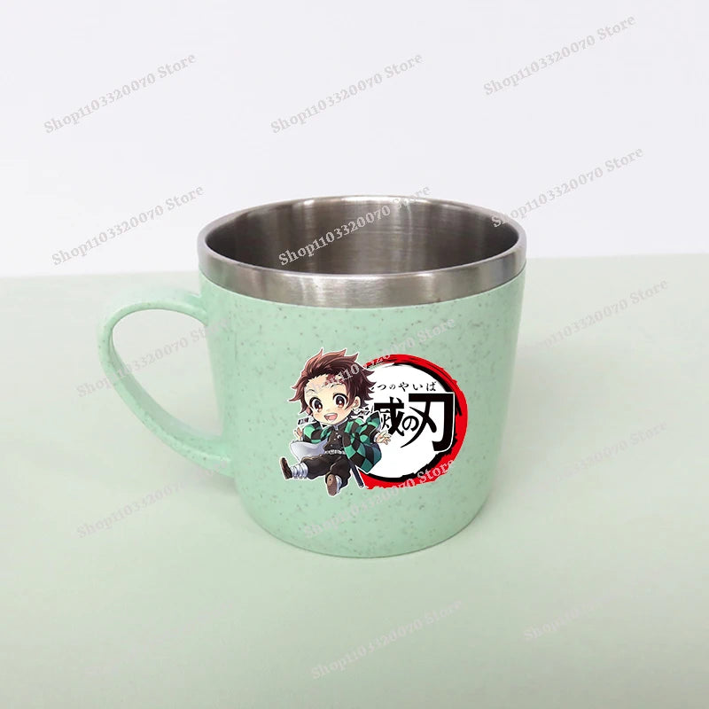 Demon Slayer Kimetsu No Yaiba Double Layer Anti-scalding Water Cup Anime 304 Stainless Steel Milk Mug Anti Drop Water Glass Gift