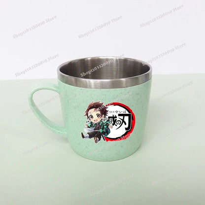 Demon Slayer Kimetsu No Yaiba Double Layer Anti-scalding Water Cup Anime 304 Stainless Steel Milk Mug Anti Drop Water Glass Gift