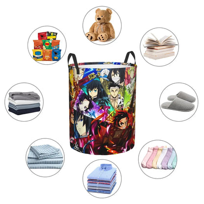Tanjiro Kamado Demon Slayer Nezuko Kamado Laundry Basket Zenitsu Agatsuma Clothes Hamper for Household Clothes Storage Bag