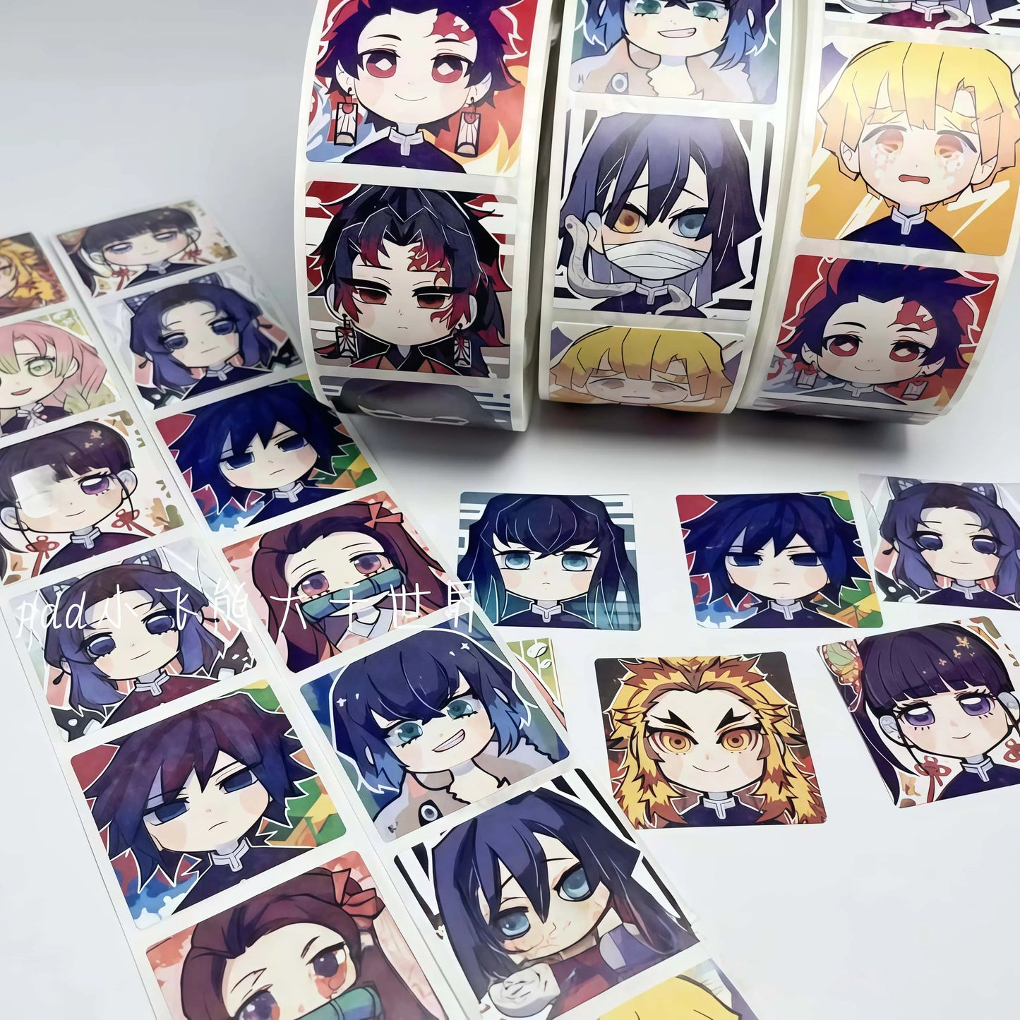 500Pcs Demon Slayer Chibi Character Sticker Roll, Cute Anime Headshot Print Decals for DIY, Laptop & Gift Decor