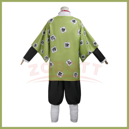 Anime Himejima Gyomei Cosplay Costume Monk Printing Outer Drape Team Uniform Bracelets Man Halloween Carnival Party Cosplay Suit