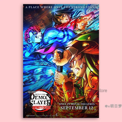 Demon Slayer Destruction Unlimited City Movie Poster Animation Anime Room Wall Sticker Collection Decorative Painting