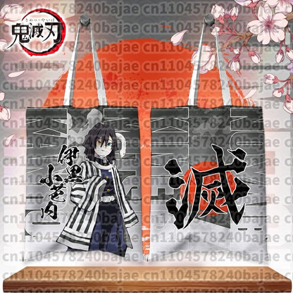 Canvas Bags Handbag For Women Shopper Cute Cartoon Figure Kochou Shinob Printing Tote Bag Japanese Style Cartoon Small Shoulder
