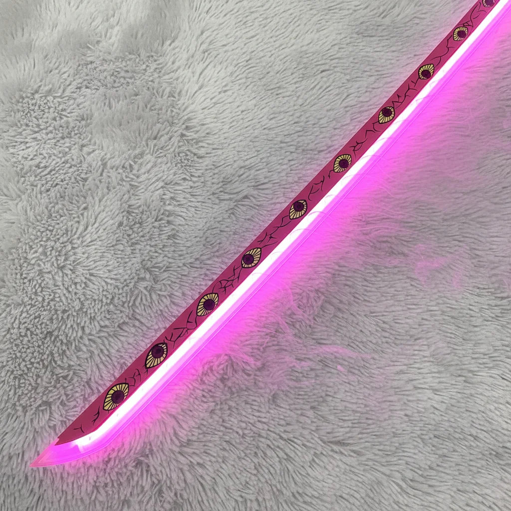40inch Demon Slayer Kokushibo Katana LED Mist Original Lightsabre Real Katana Wood Vapor Cosplay Prop Schwert Vapour Toy Gift