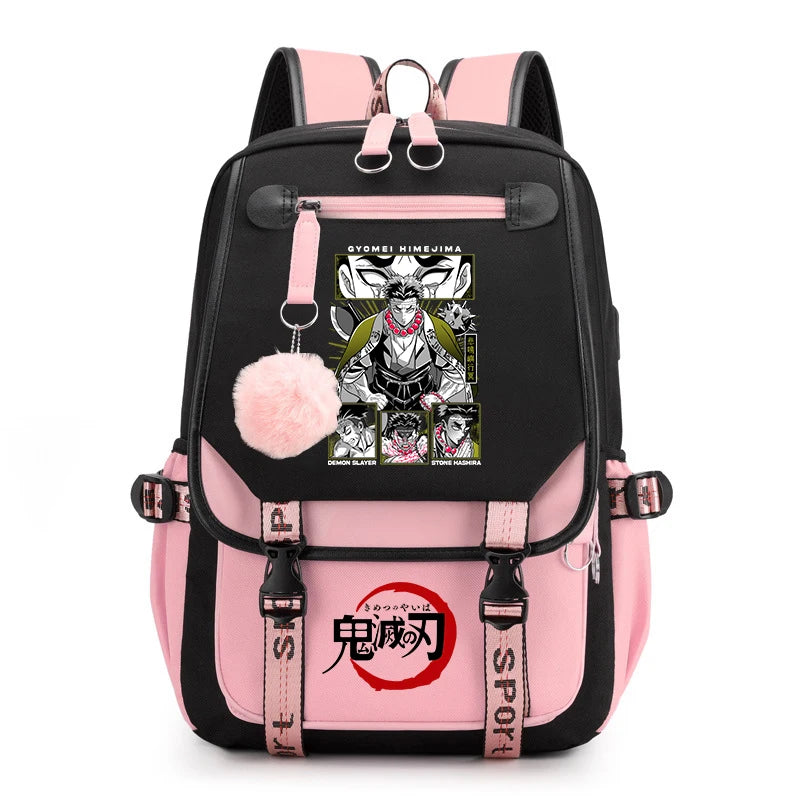 Demon Slayer Anime Print Backpack for Girls Casual School Bookbag Lightweight Teen Travel Rucksack