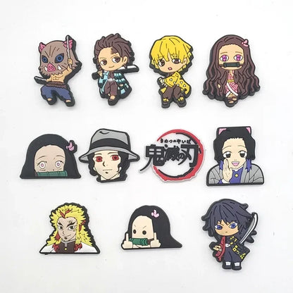 Cartoon Cute 11Pcs Demon Slayer Collection Charms Diy Decorations Decorations Sandal Decorate for Crocs Party Gift