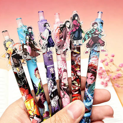 6pcs/box Hot New Anime Slayer Gel Pen Student Writing Pen Character Stationery School Supplies Gift Seasonal Companion