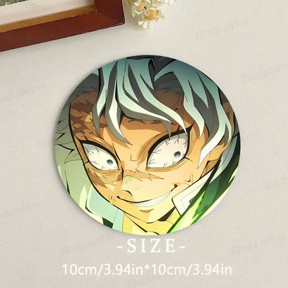 Cartoon Character Shinazugawa Sanemi Wood Coasters Round Coaster Non-slip Heat Insulation Coffee Mats Home Accessories Kitchen
