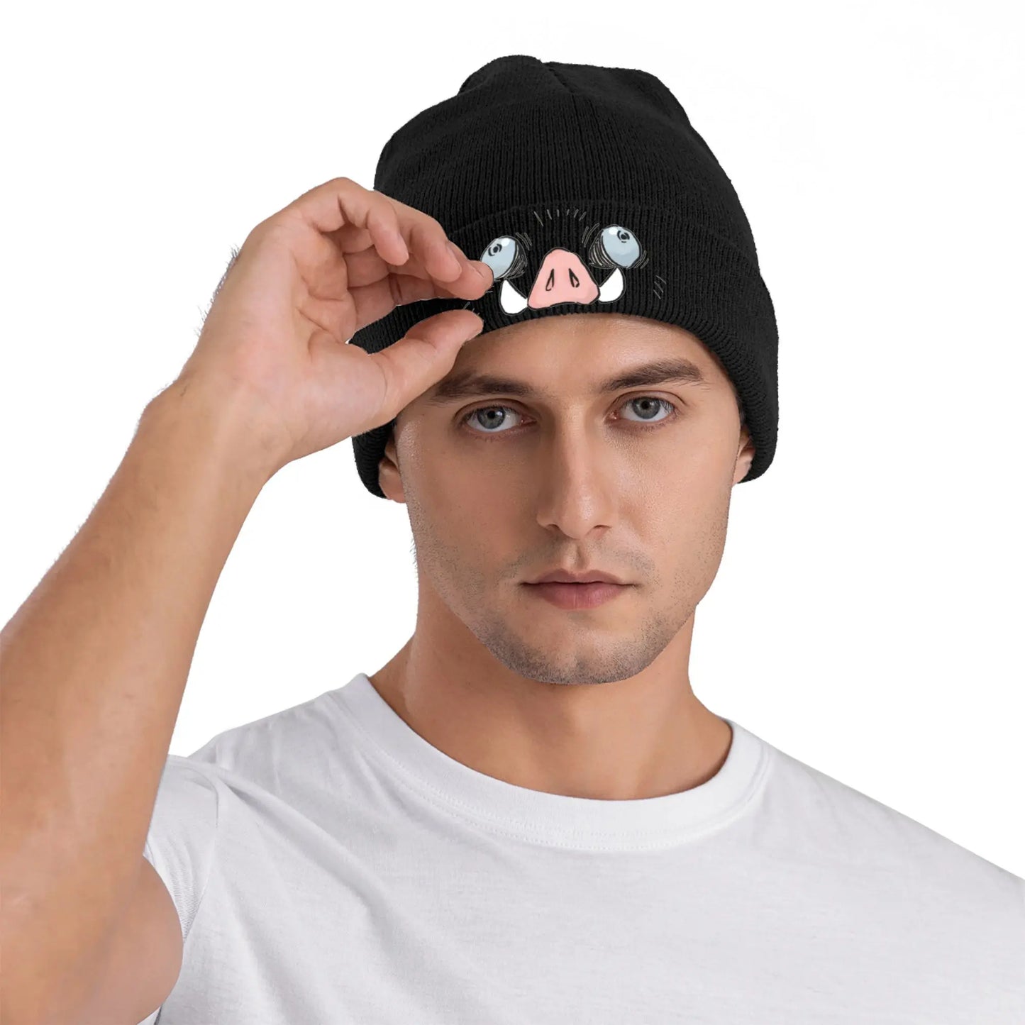 Unisex Rib Knit Cuffed Beanie Demon Slayers anime Accessories Warm Winter Skullies Knitted Caps  Beanies Skullies