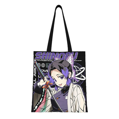 1PC Shinobu Kocho Cloak Canvas Tote Bag Demon Slayer Anime Handbag Outdoor Handbag Trendy Tote