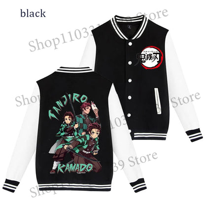 Demon Slayer Baseball Jacket Autumn Winter Jacket Coat Man Woman Giyu Tomioka Muichiro Tokito Anime Clothing Adult Harajuku Coat