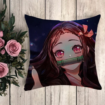 Pillow Demon Slayer Cushion Cover 45*45 Pillowcase Decorative Pillows for Sofa Pilow Cases Pillowcases 50x50 Car Decoration Body