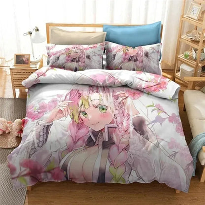 3D Demon Slayer Bedding Set All Season Duvet Cover Set Bedspread Pillowcase King Queen Full Single Size Bed Linen Boys Teen Gift
