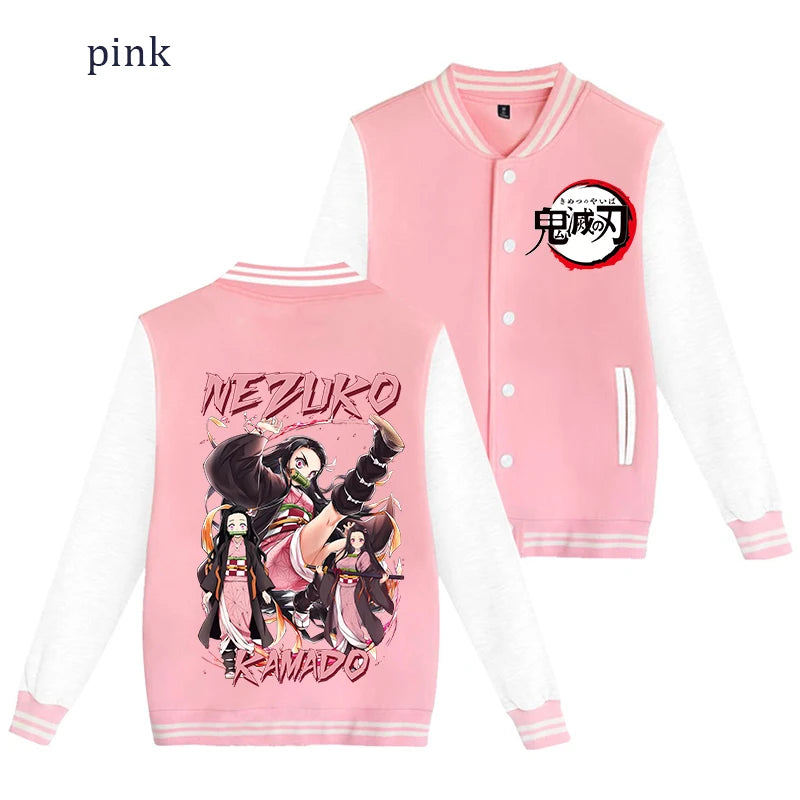 Demon Slayer Baseball Jacket Autumn Winter Jacket Coat Man Woman Giyu Tomioka Muichiro Tokito Anime Clothing Adult Harajuku Coat