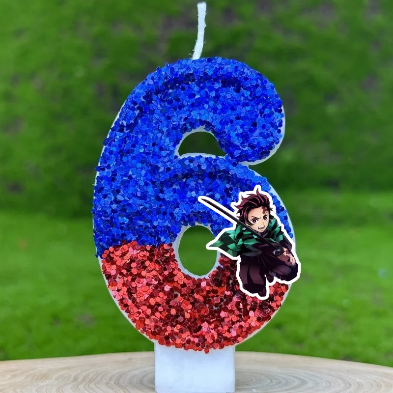 Demon Slayer Tanjirou Digital Candle Number 0-9 Kids Birthday Cake Decoration Supplies Cartoon Anime Party Accessories Supplies