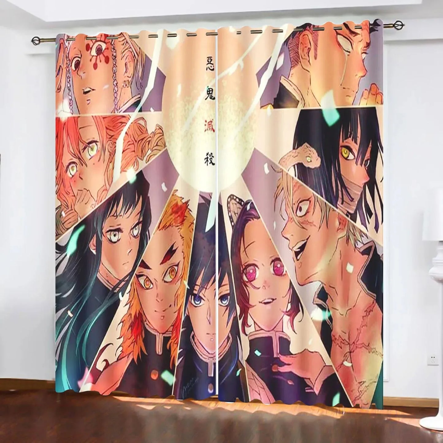 Cartoon D-Demon Slayer curtains for living room and bedroom decoration, high blackout curtains 2pcs, gift for boys and girls.