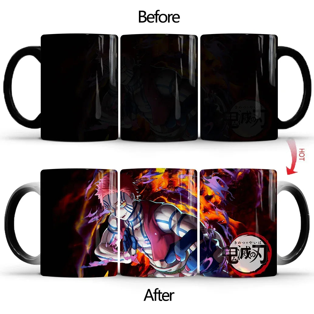 Demon Slayer Discoloration Mug Kimetsu No Yaiba Color Changing Cup Anime Ceramic Coffee Cup Heat Sensitive Milk Tea Mugs Novelty