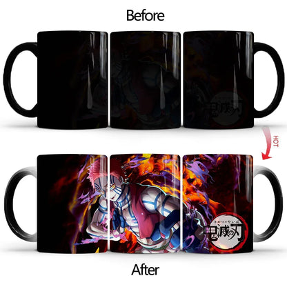 Demon Slayer Discoloration Mug Kimetsu No Yaiba Color Changing Cup Anime Ceramic Coffee Cup Heat Sensitive Milk Tea Mugs Novelty